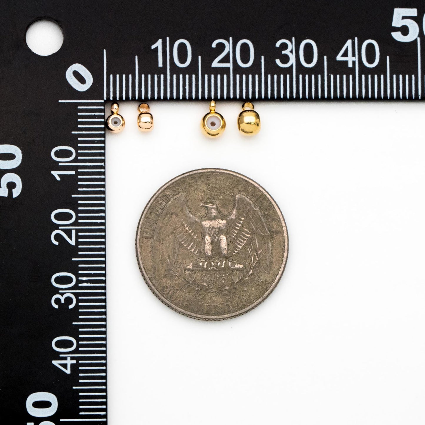 20pcs Rondelle Rubber Stopper Beads with Loop, 3mm/ 4mm, Gold plated Brass Charm Holder Connector (GB-345)