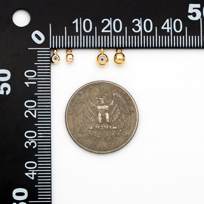 20pcs Rondelle Rubber Stopper Beads with Loop, 3mm/ 4mm, Gold plated Brass Charm Holder Connector (GB-345)