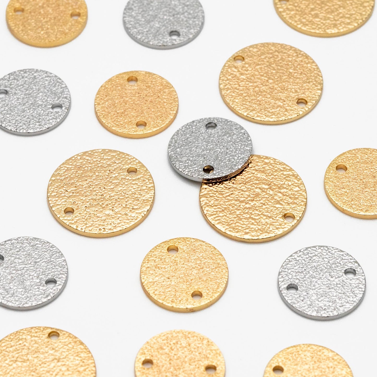 10pcs Gold/ Sliver Tone Round Disc Connectors 12/ 15mm, Gold/ Rhodium plated Brass Coin Disk Charms (GB-346)