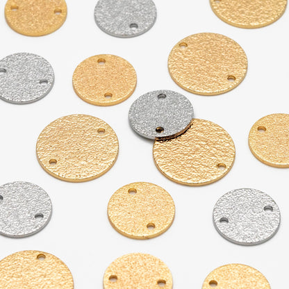 10pcs Gold/ Sliver Tone Round Disc Connectors 12/ 15mm, Gold/ Rhodium plated Brass Coin Disk Charms (GB-346)