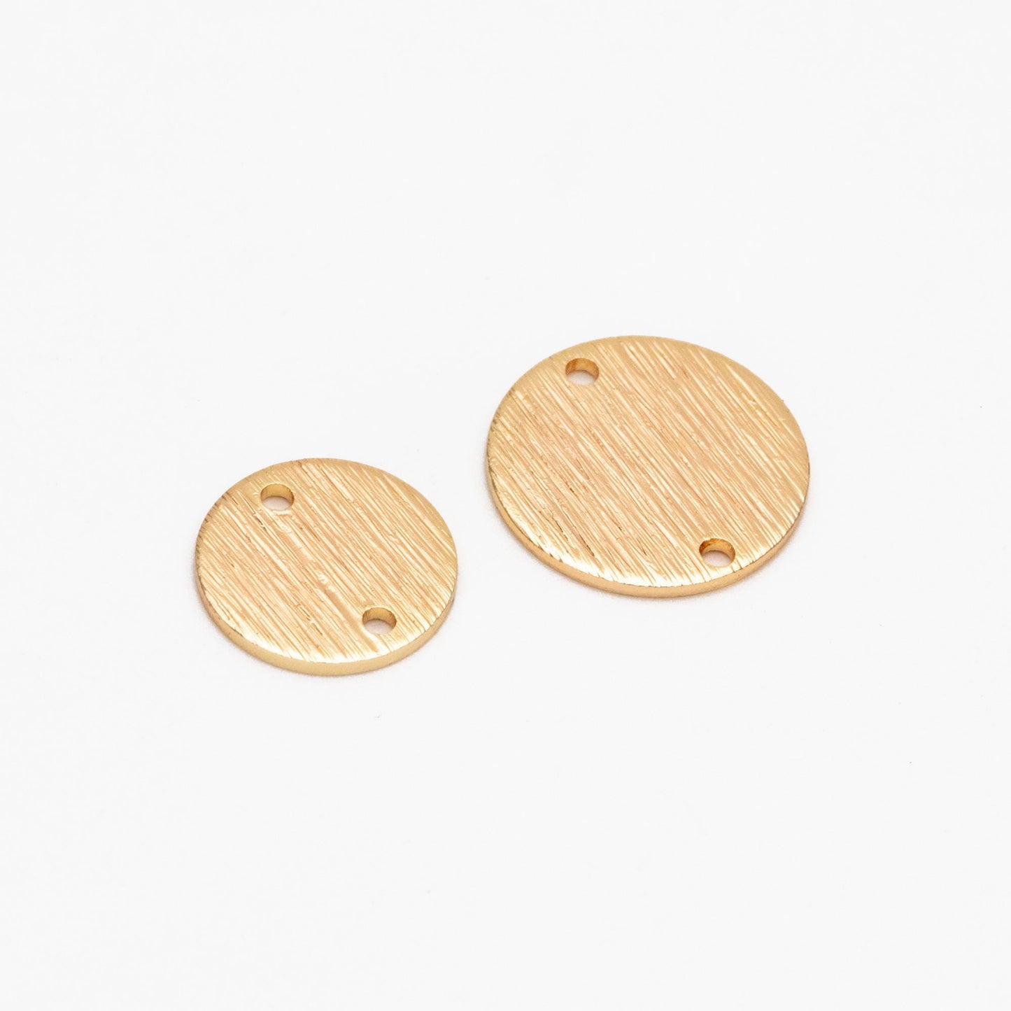 10pcs Brushed Gold/ Silver Tone Disc Circle Connectors 12/ 15mm, Gold/ Rhodium plated Brass Round Coin Disk Charms (GB-3817)