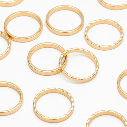 10pcs Gold Round Link Charms 15mm, Real Gold plated Brass Ring Loops, Geometric Hoop Circle Connector Pendants (GB-351)