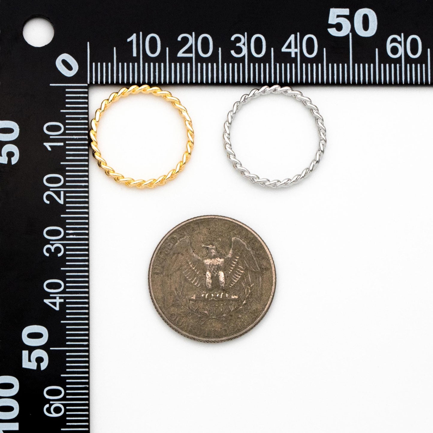 4pcs Gold/ Silver tone Ring 20mm Round, Gold/ Rhodium plated Brass, Closed Dangle Circle Charm Connectors (#GB-352)