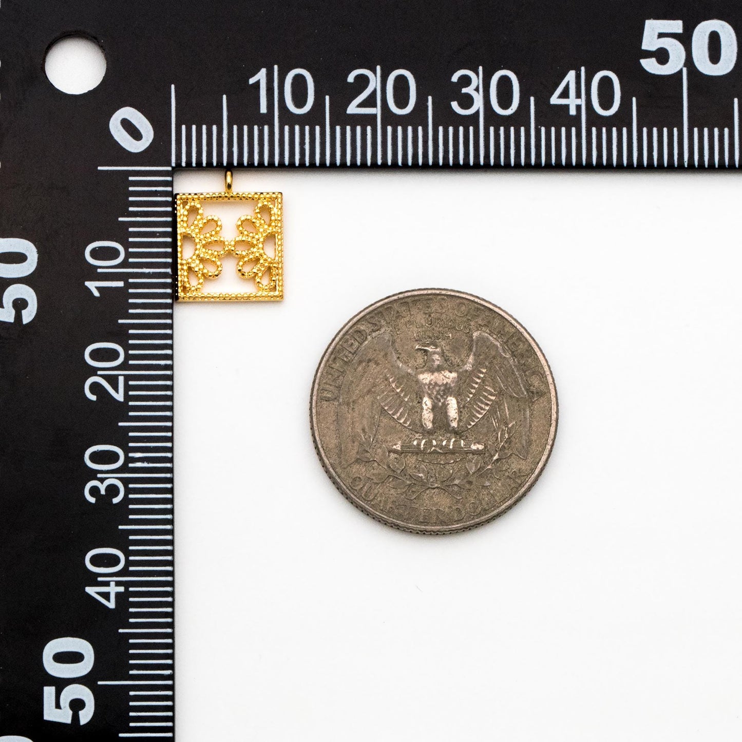 10pcs Gold plated Brass Floral Pendants 13x11mm, Filigree Hollow Flower Pendants, Lead Nickel Free (GB-353)