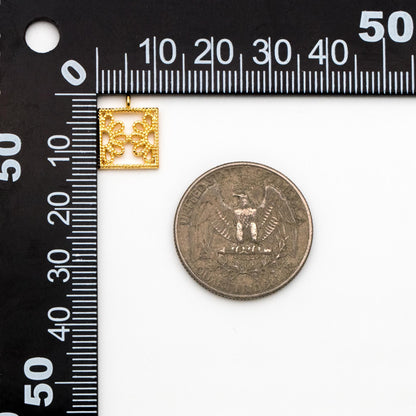 10pcs Gold plated Brass Floral Pendants 13x11mm, Filigree Hollow Flower Pendants, Lead Nickel Free (GB-353)