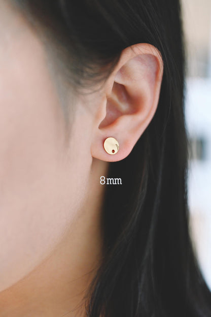 10pcs Gold Round Hammered Disc Ear Posts 8/ 10mm, 18K Gold plated Brass, Geometric Stud Earring Components (GB-1060)