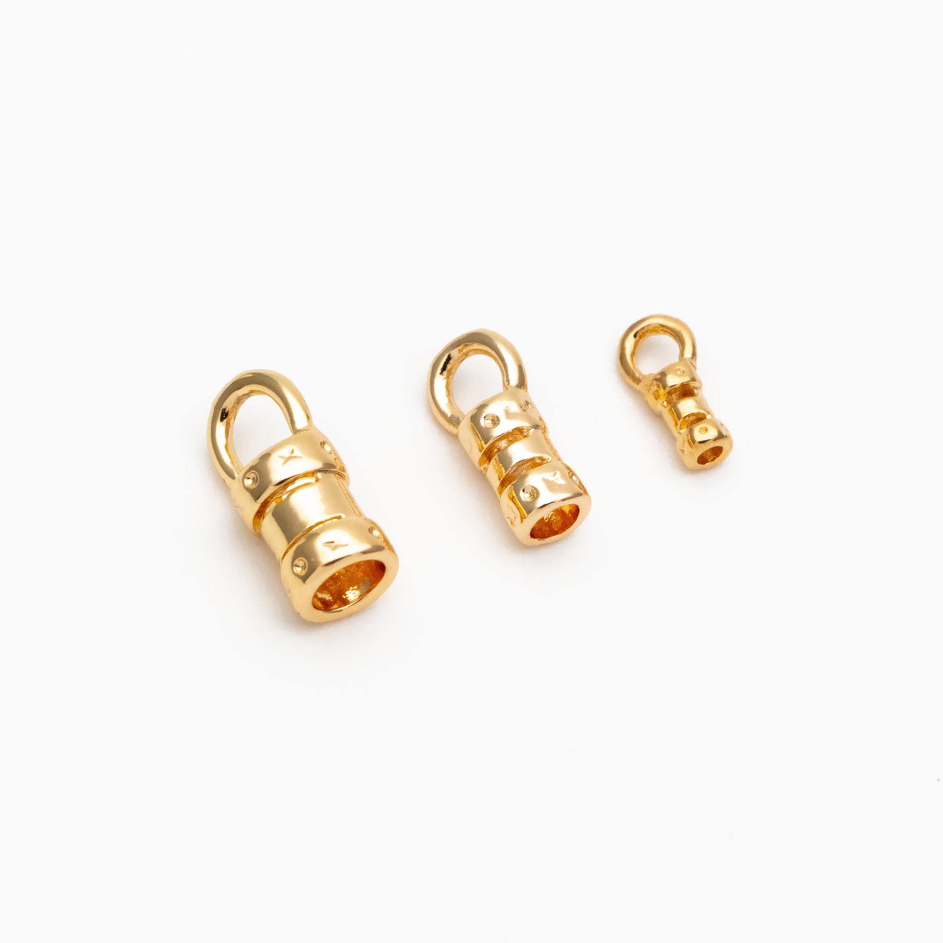 10pcs Gold/ Silver End Crimp Caps, to Finish Beading Chain/ Cord/ Leather, Inner Diameter 1/ 2/ 3mm (GB-2401)