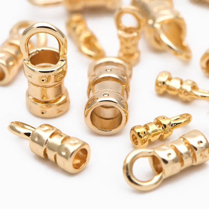 10pcs Gold/ Silver End Crimp Caps, to Finish Beading Chain/ Cord/ Leather, Inner Diameter 1/ 2/ 3mm (GB-2401)