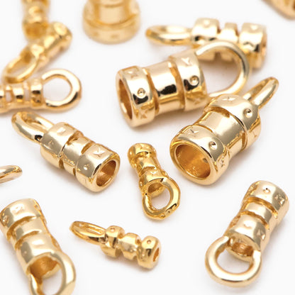 10pcs Gold/ Silver End Crimp Caps, to Finish Beading Chain/ Cord/ Leather, Inner Diameter 1/ 2/ 3mm (GB-2401)