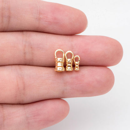 10pcs Gold/ Silver End Crimp Caps, to Finish Beading Chain/ Cord/ Leather, Inner Diameter 1/ 2/ 3mm (GB-2401)