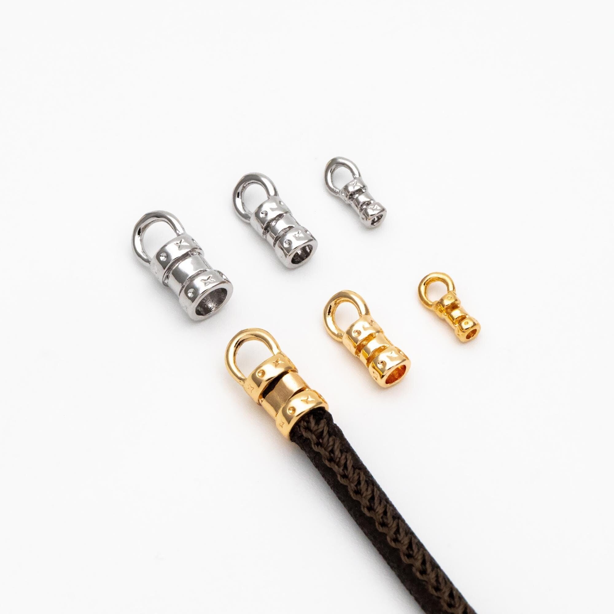 10pcs Gold/ Silver End Crimp Caps, to Finish Beading Chain/ Cord/ Leather, Inner Diameter 1/ 2/ 3mm (GB-2401)