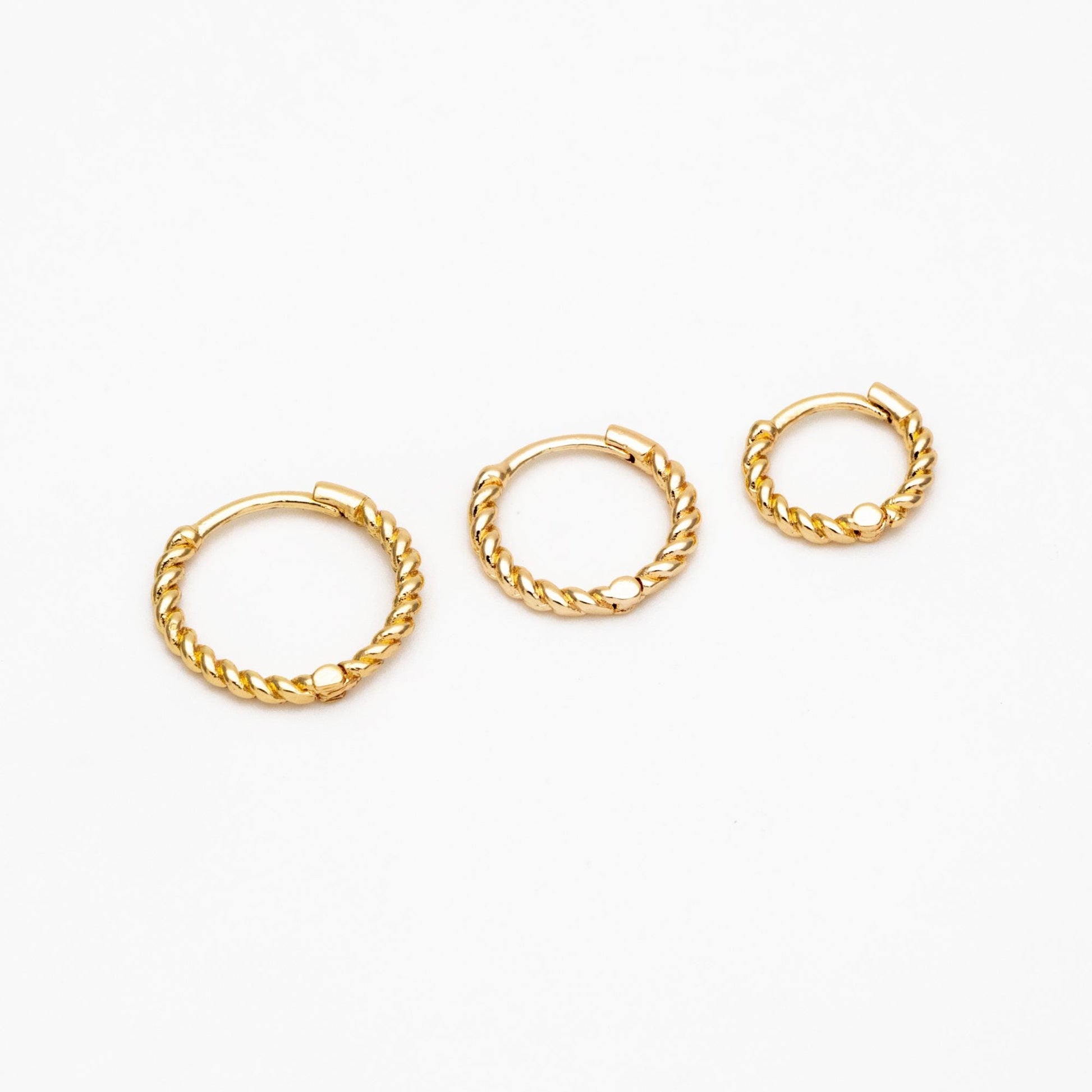 10pcs Gold/ Silver Minimalist Hoop Earrings 11/ 13/ 15mm, Gold Huggie Earrings, Huggie Hoops (GB-3457)