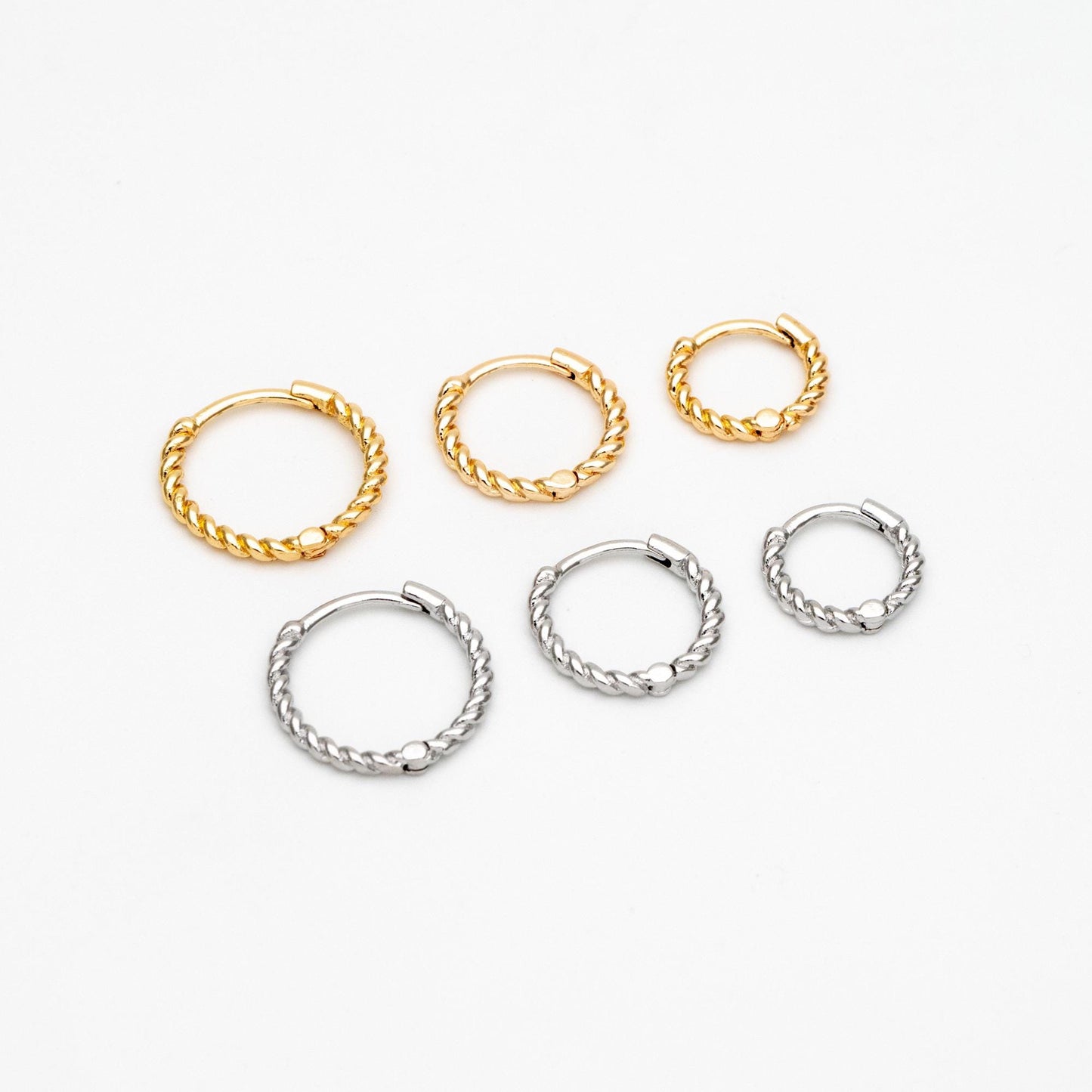 10pcs Gold/ Silver Minimalist Hoop Earrings 11/ 13/ 15mm, Gold Huggie Earrings, Huggie Hoops (GB-3457)