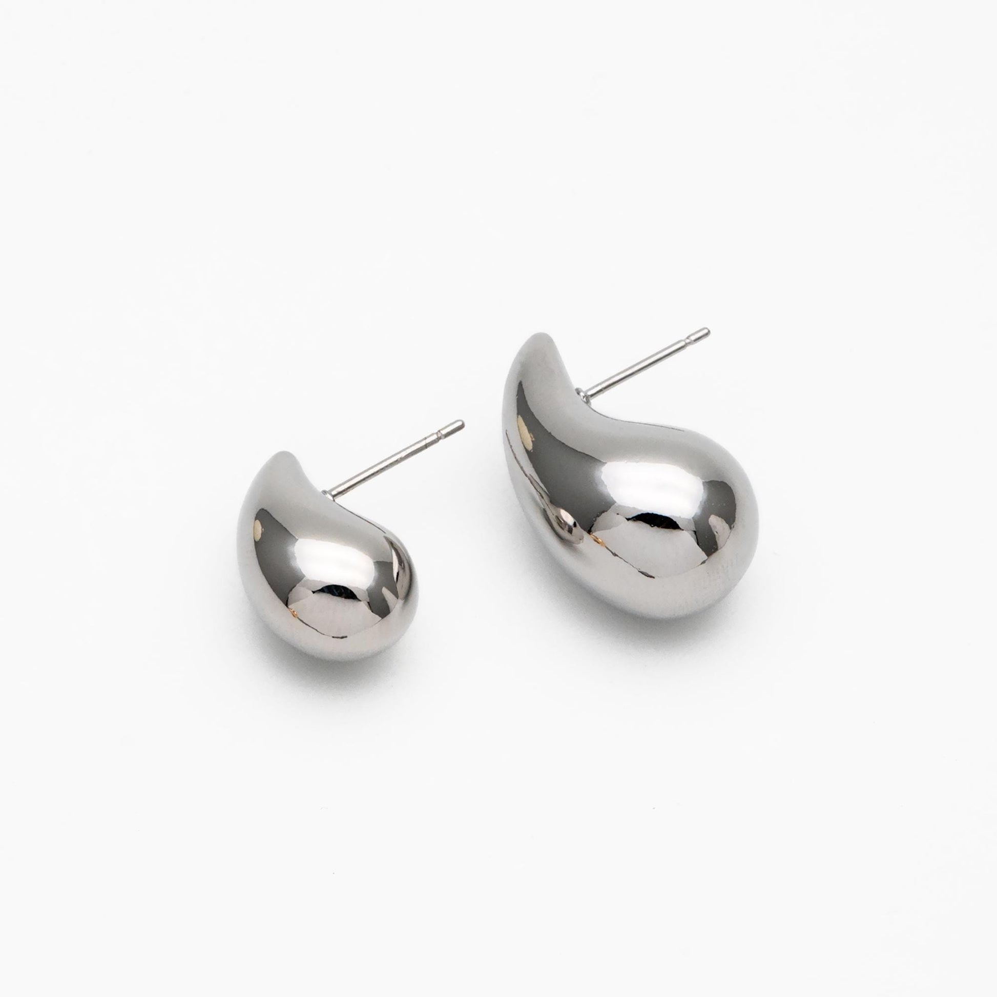 4pcs Chunky Teardrop Earrings, 18K Gold/ Rhodium Plated Brass, Water Drop Stud Earrings (GB-4381)