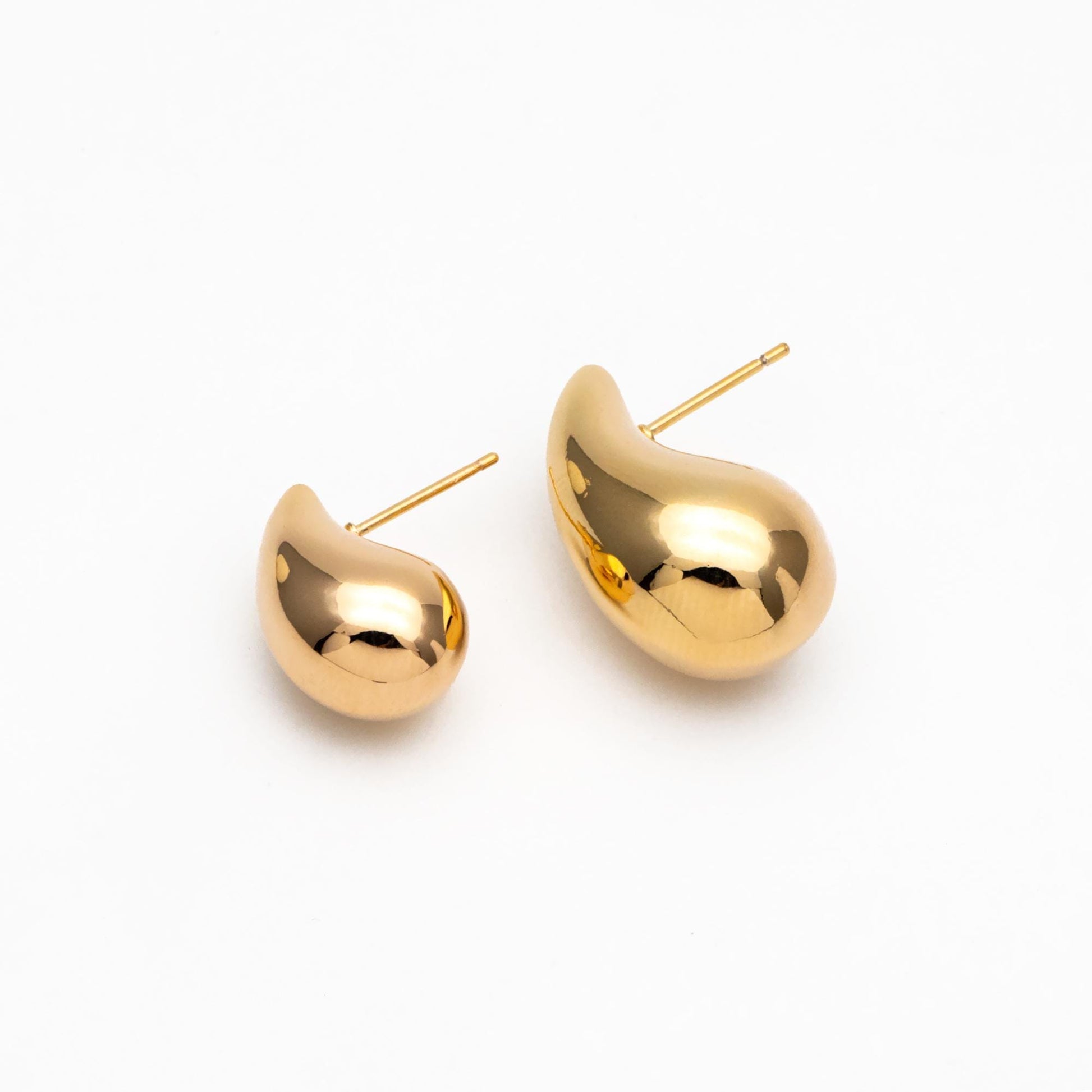 4pcs Chunky Teardrop Earrings, 18K Gold/ Rhodium Plated Brass, Water Drop Stud Earrings (GB-4381)