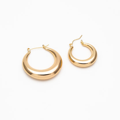 4pcs Gold/ Silver Tone U-Shaped Earrings, Real Gold/ Rhodium plated Brass, Minimalist Hoop Earrings (GB-4592)