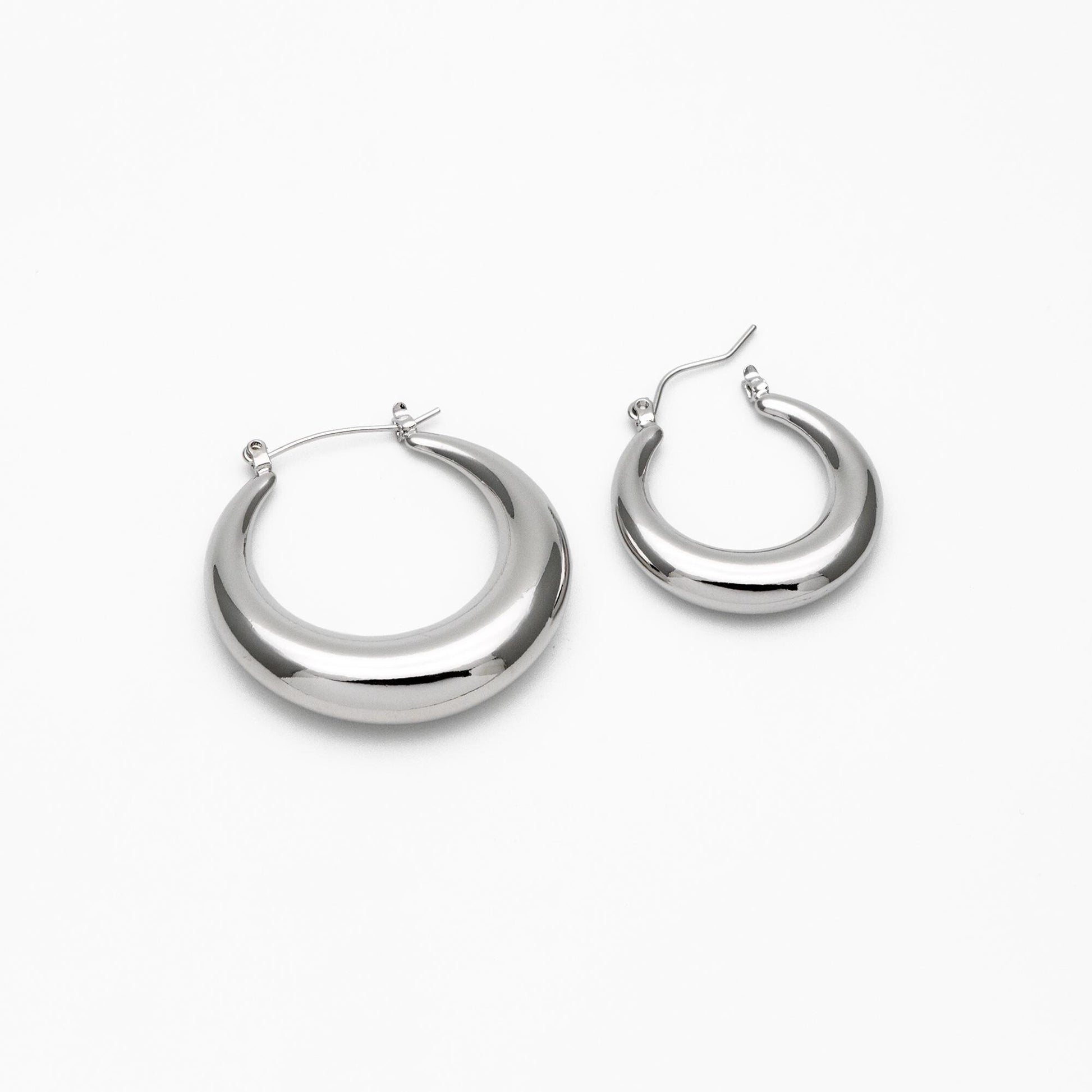 4pcs Gold/ Silver Tone U-Shaped Earrings, Real Gold/ Rhodium plated Brass, Minimalist Hoop Earrings (GB-4592)