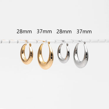 4pcs Gold/ Silver Tone U-Shaped Earrings, Real Gold/ Rhodium plated Brass, Minimalist Hoop Earrings (GB-4592)