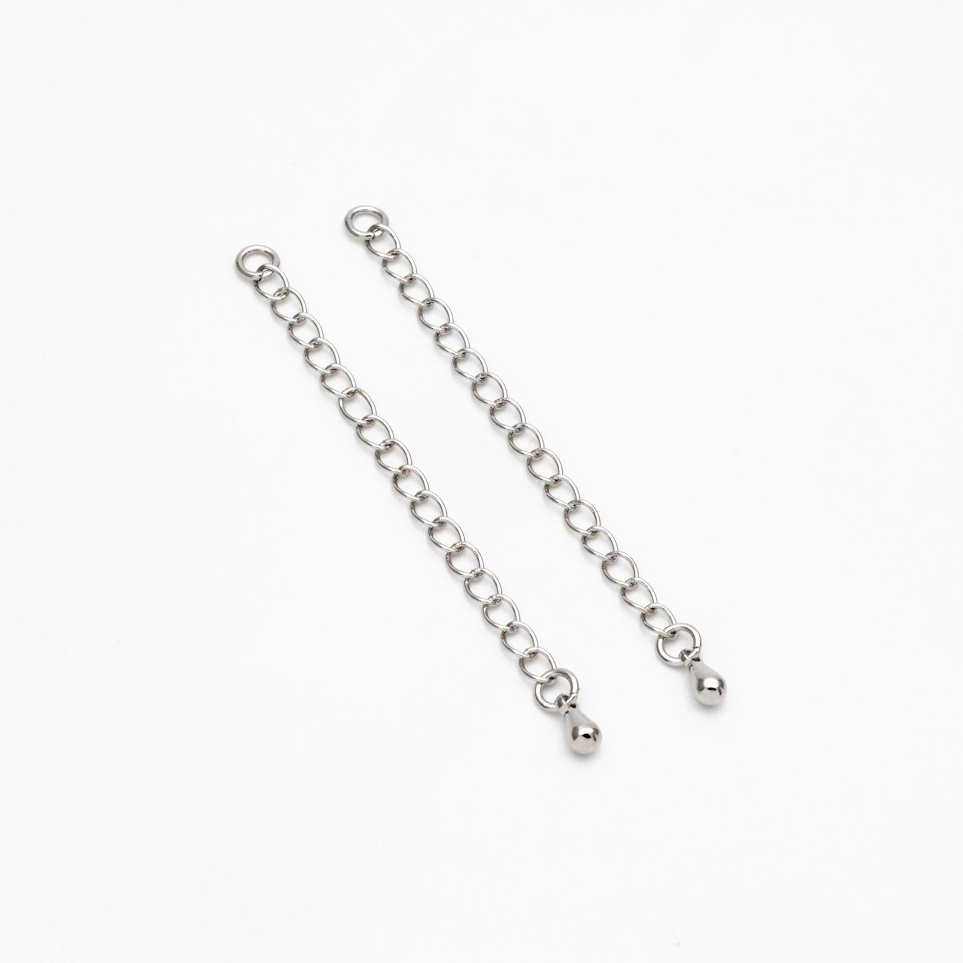 10pcs Extender Chain with Teardrop Charm End 60mm, Gold/ Rhodium/ Rose Gold plated Brass, Extension Chain with Jump Rings (GB-100-A)