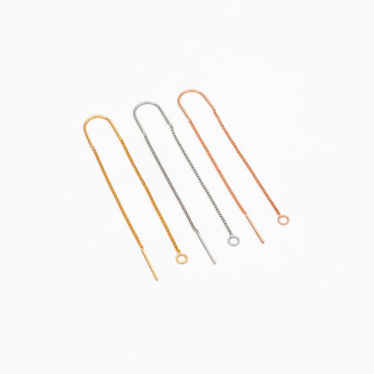 10pcs Gold/ Silver/ Rose Gold Ear Threader Earrings, Earwire Thread with Jump Ring, Color Not Easily Tarnish (GB-333-D)