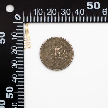 4pcs CZ Pave Gold Stick Charms 19mm, Real Gold plated Brass, Dangle Earring Components Pendants (GB-367)