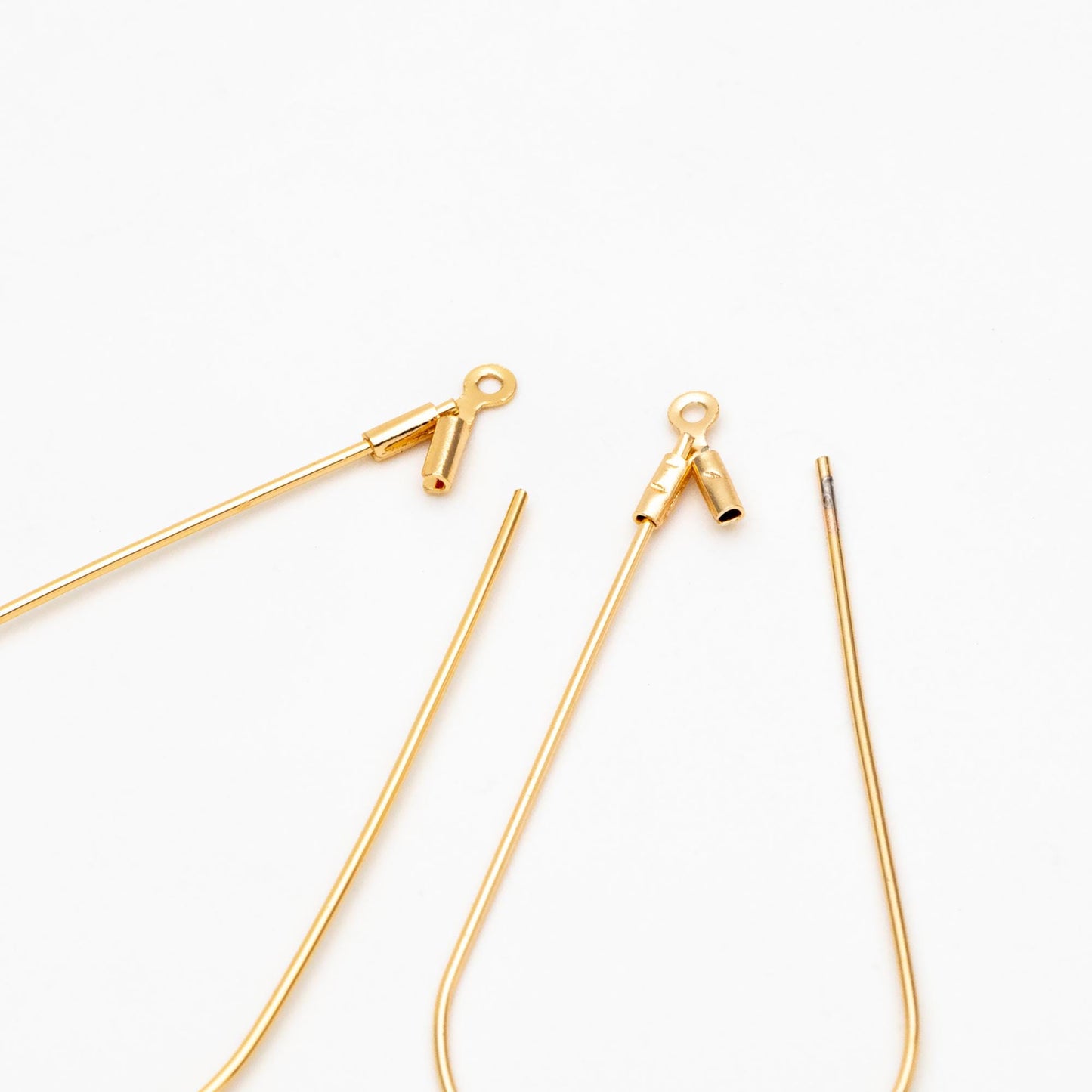 10pcs Gold Teardrop Wire Pendants 45/ 51mm, Real Gold plated Brass Drop Geometric Charms, Can Open to Thread Beads (GB-381)