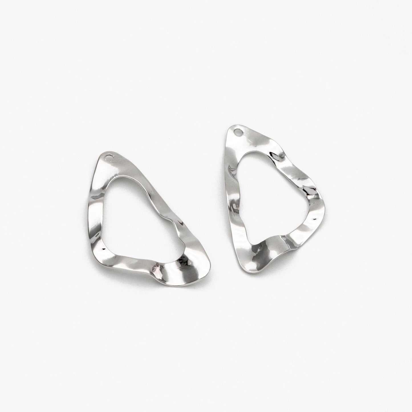 10pcs Hammered Triangle Circle Charms 33mm, Gold/ Silver Irregular Triangle Pendants (GB-402-H)