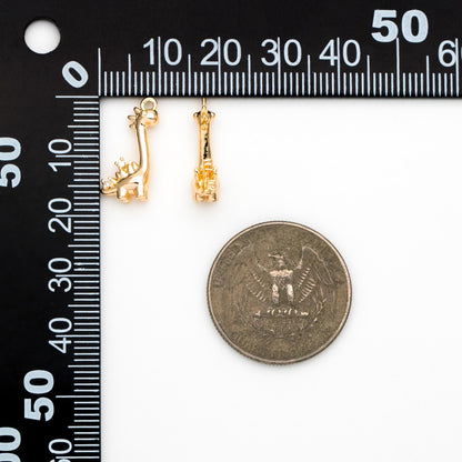 4pcs CZ Pave Gold Dinosaur Charm, Jewelry Making, Diy Material, Jewelry Supplies (GB-2074-F)