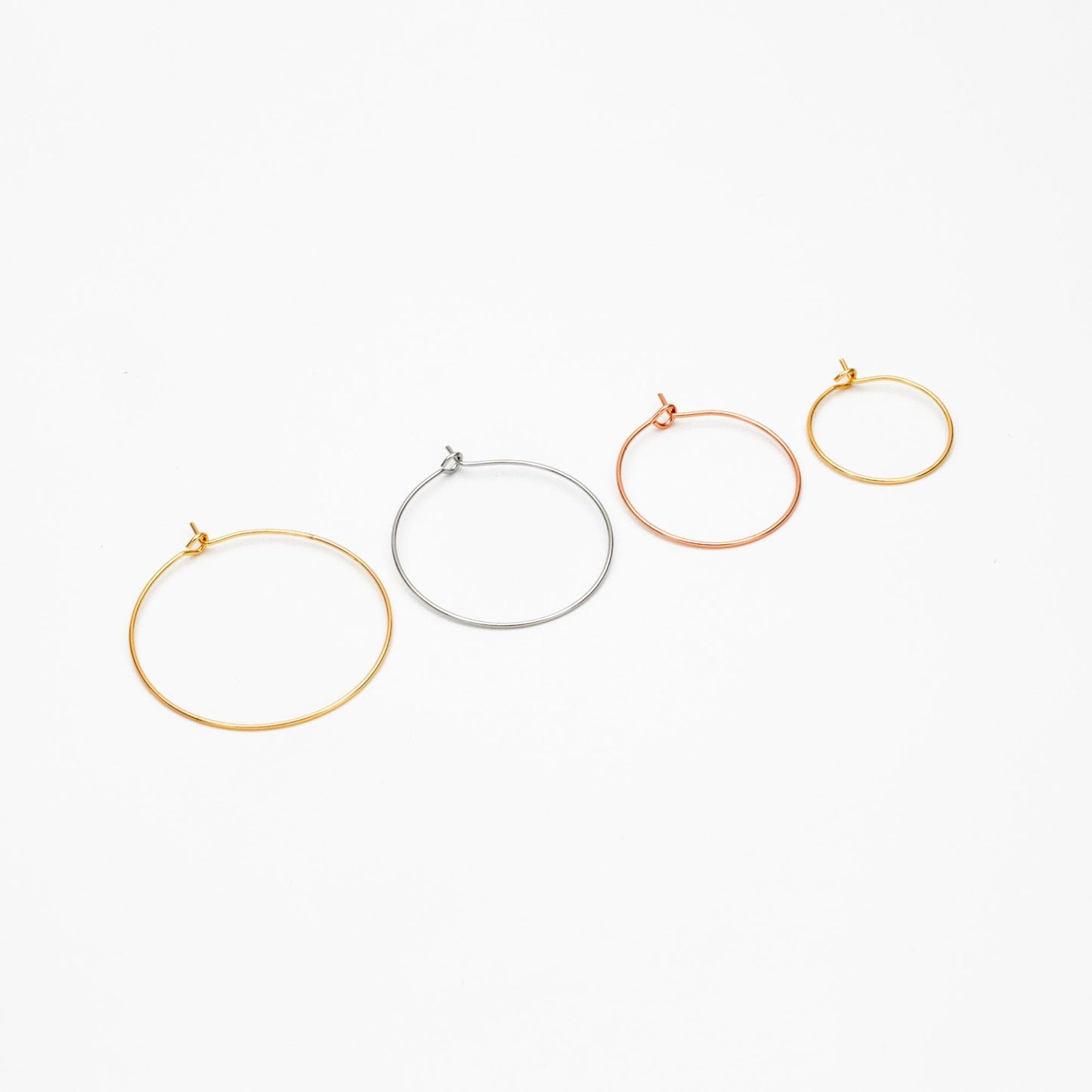 20pcs Gold/ Silver/ Rose Gold Hoop Ear Wire, Gold/ Rhodium plated Brass Hoop Earrings, 20/ 25/ 30/ 35mm by 0.7mm (GB-252)