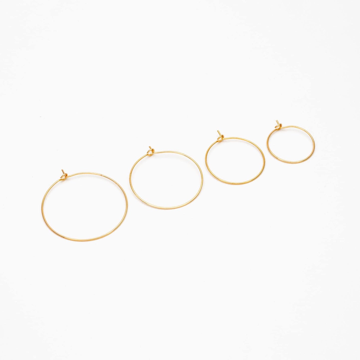 20pcs Gold/ Silver/ Rose Gold Hoop Ear Wire, Gold/ Rhodium plated Brass Hoop Earrings, 20/ 25/ 30/ 35mm by 0.7mm (GB-252)