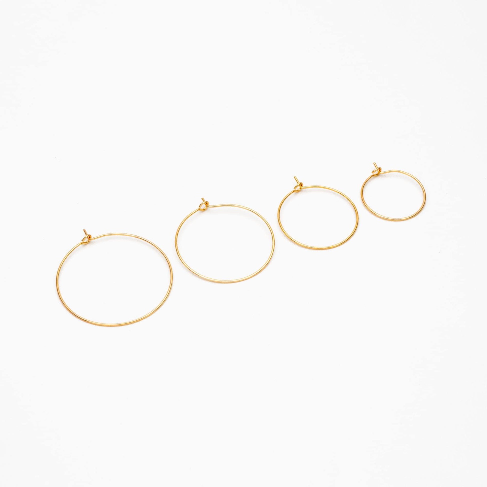 20pcs Gold/ Silver/ Rose Gold Hoop Ear Wire, Gold/ Rhodium plated Brass Hoop Earrings, 20/ 25/ 30/ 35mm by 0.7mm (GB-252)