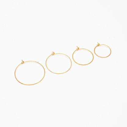 20pcs Gold/ Silver/ Rose Gold Hoop Ear Wire, Gold/ Rhodium plated Brass Hoop Earrings, 20/ 25/ 30/ 35mm by 0.7mm (GB-252)