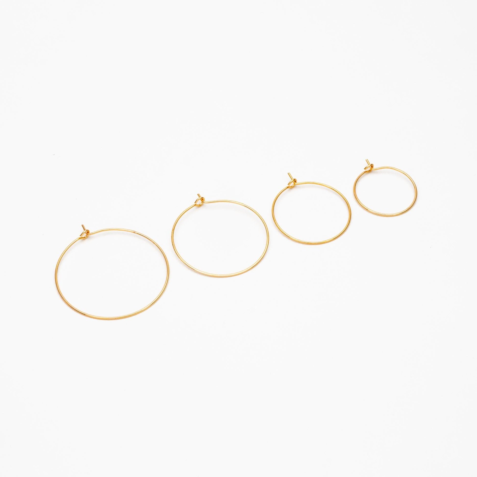 20pcs Gold/ Silver/ Rose Gold Hoop Ear Wire, Gold/ Rhodium plated Brass Hoop Earrings, 20/ 25/ 30/ 35mm by 0.7mm (GB-252)