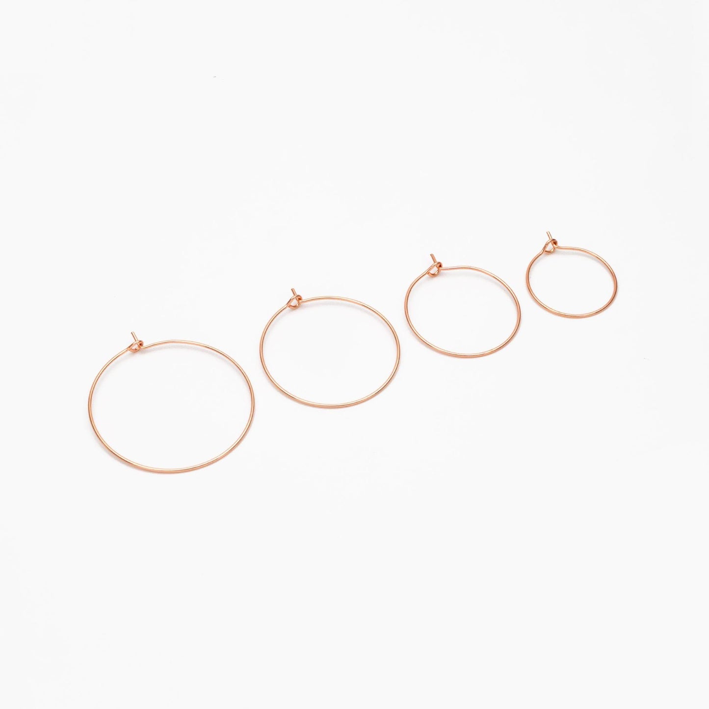 20pcs Gold/ Silver/ Rose Gold Hoop Ear Wire, Gold/ Rhodium plated Brass Hoop Earrings, 20/ 25/ 30/ 35mm by 0.7mm (GB-252)