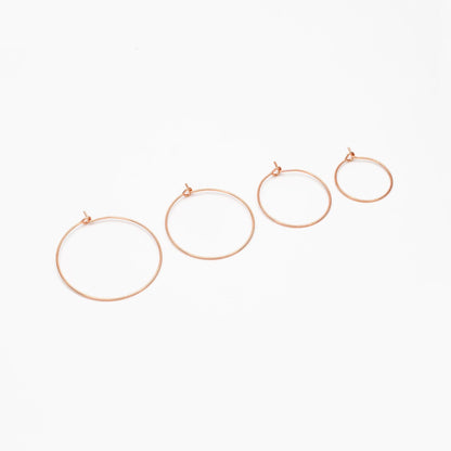 20pcs Gold/ Silver/ Rose Gold Hoop Ear Wire, Gold/ Rhodium plated Brass Hoop Earrings, 20/ 25/ 30/ 35mm by 0.7mm (GB-252)