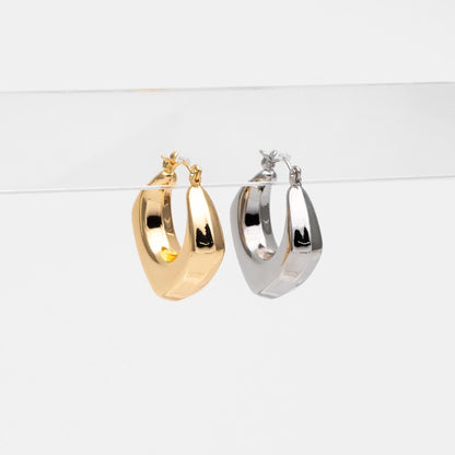 4pcs Gold/ Silver Tone Rhombus Hoop Earrings, 18K Gold/ Rhodium plated Brass, Huggie Earrings, Minimalist Earrings (GB-4596)