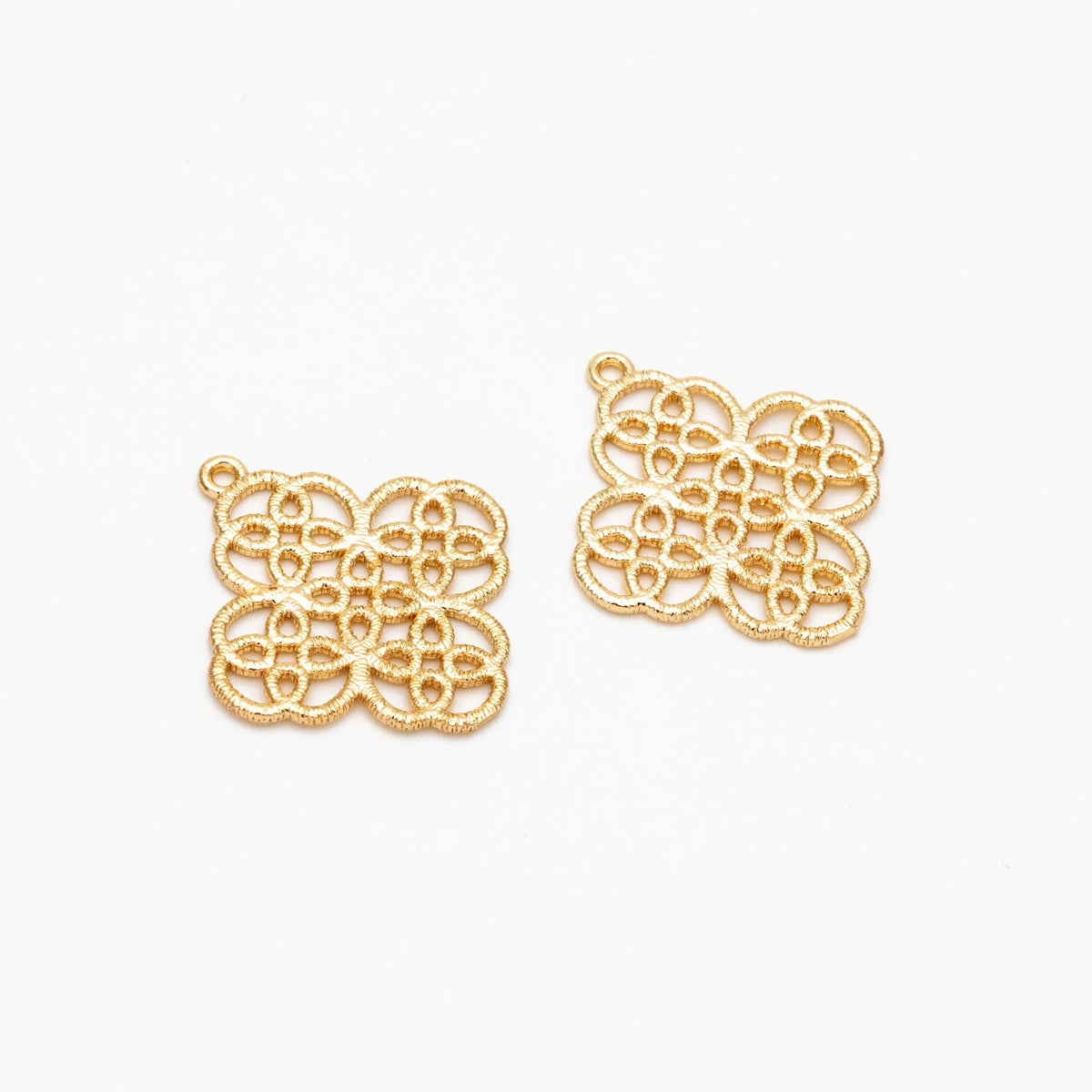 10pcs Gold plated Brass Filigree Charm Pendants 29x27mm, Earring Findings, Jewelry Making, Diy Material, Jewelry Supplies (GB-890-K)