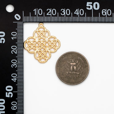10pcs Gold plated Brass Filigree Charm Pendants 29x27mm, Earring Findings, Jewelry Making, Diy Material, Jewelry Supplies (GB-890-K)