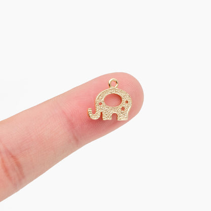 10pcs Gold Elephant Charm Pendants 13x11mm, 18K Gold plated Brass, Color Not Easily Tarnish (GB-414)