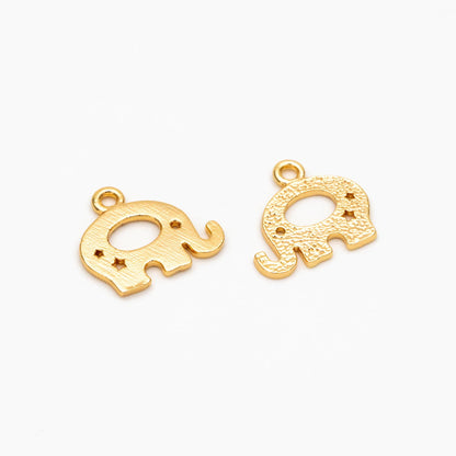 10pcs Gold Elephant Charm Pendants 13x11mm, 18K Gold plated Brass, Color Not Easily Tarnish (GB-414)