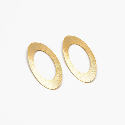 10pcs Brushed Gold Oval Pendants 46x23mm, 18K Gold plated Brass, Geometric Oval Circle Charms (GB-3817-O)