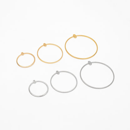 10pcs Gold/ Silver Tone Round Circle Pendants 25/ 35/ 45mm, 18K Gold/ Rhodium plated Brass, Geometric Ring Loop Hoop Charms (GB-424)