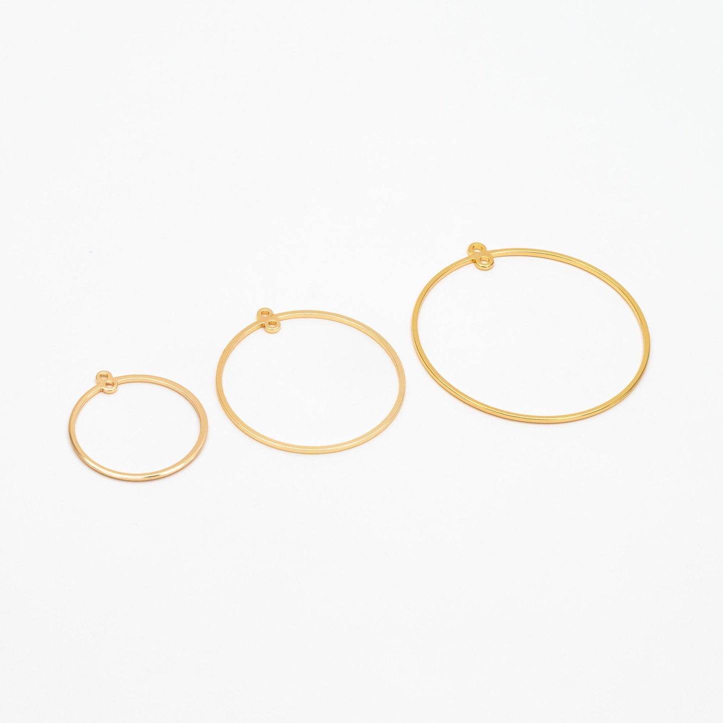 10pcs Gold/ Silver Tone Round Circle Pendants 25/ 35/ 45mm, 18K Gold/ Rhodium plated Brass, Geometric Ring Loop Hoop Charms (GB-424)