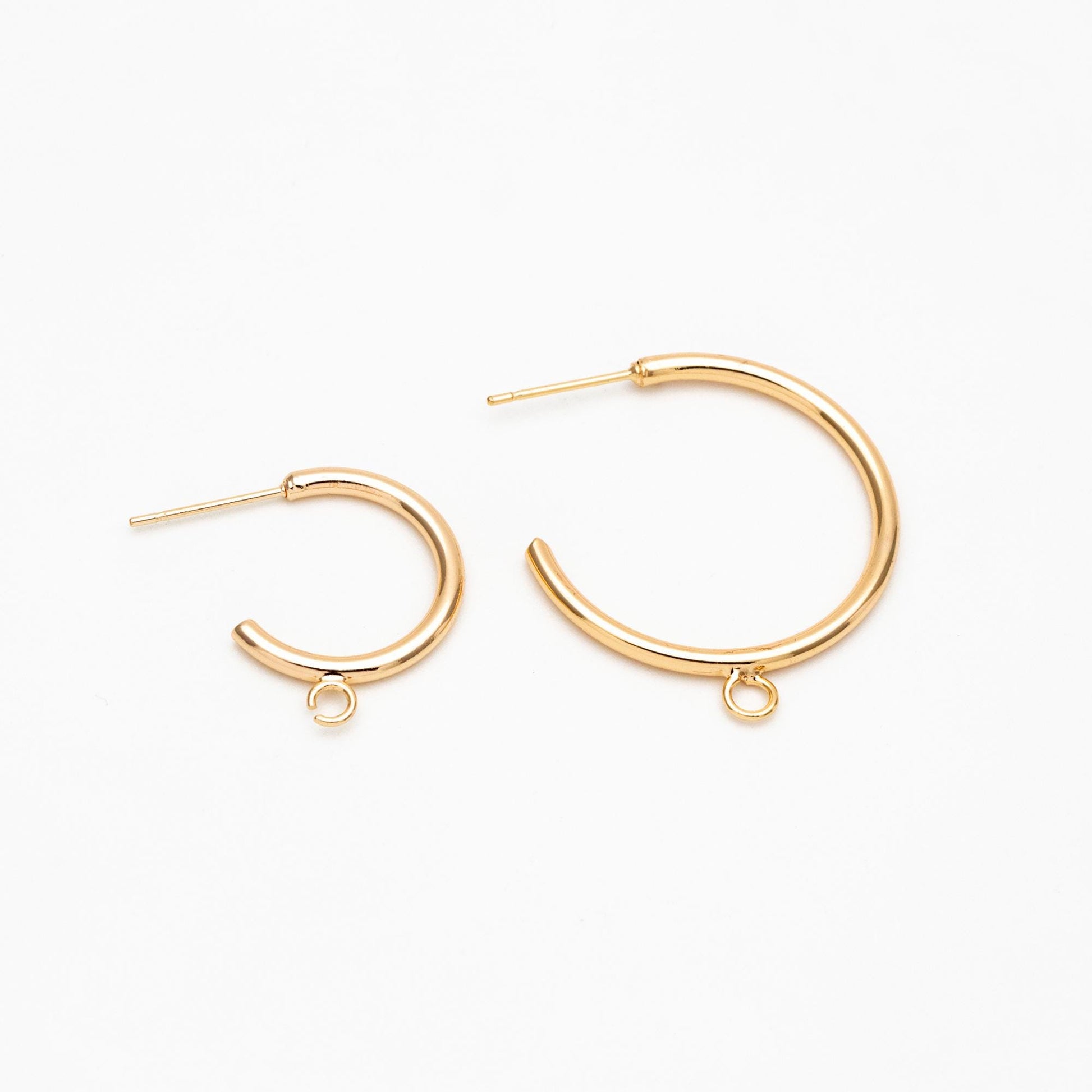10pcs Gold/ Silver Tone Earring Posts, Circle Stud Earring with Ring/Loop, 20/ 30mm Circle Size (GB-425)