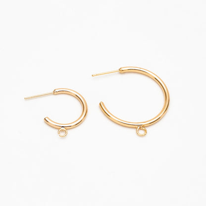10pcs Gold/ Silver Tone Earring Posts, Circle Stud Earring with Ring/Loop, 20/ 30mm Circle Size (GB-425)