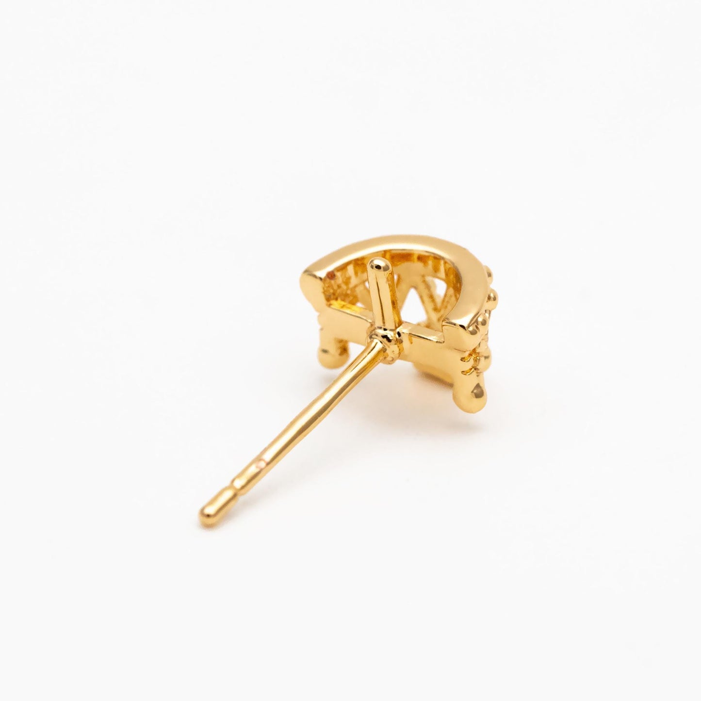 10pcs CZ Pave Crown Ear Posts, Pearl Peg Earring, 18K Gold Plated Brass Stud Earrings(#GB-431)