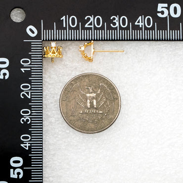 10pcs CZ Pave Crown Ear Posts, Pearl Peg Earring, 18K Gold Plated Brass Stud Earrings(#GB-431)