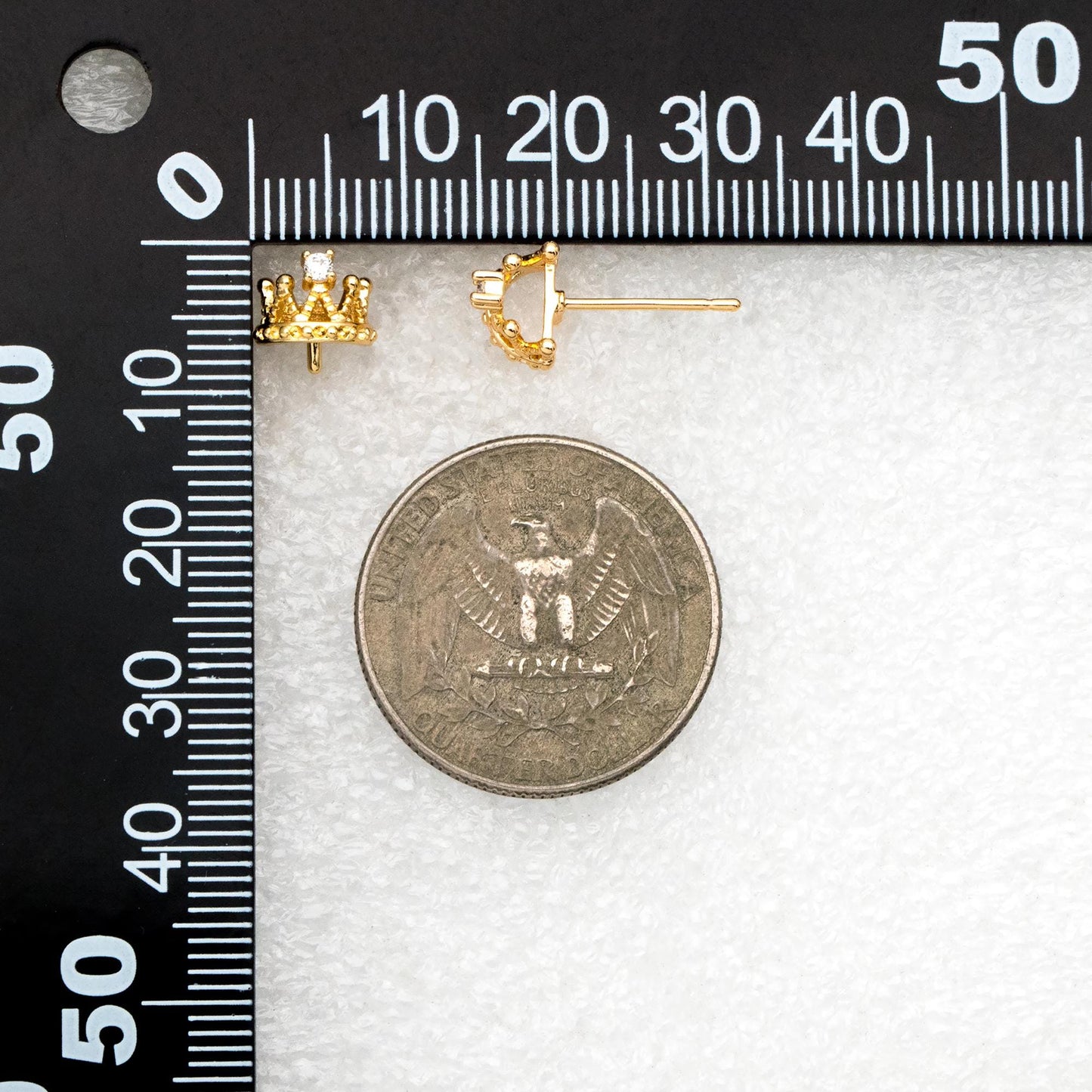 10pcs CZ Pave Crown Ear Posts, Pearl Peg Earring, 18K Gold Plated Brass Stud Earrings(#GB-431)