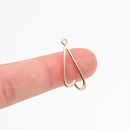 10pcs Gold plated Brass Heart Charm Pendants (GB-432)