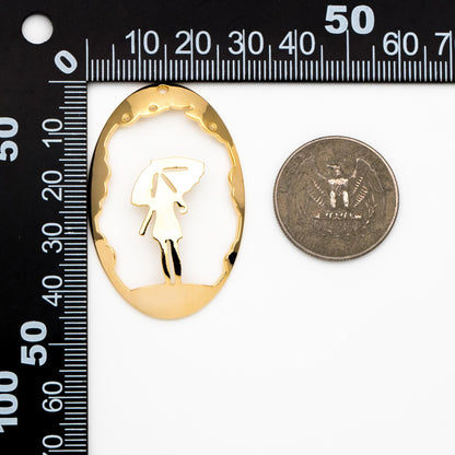 10pcs Gold plated Brass Oval Beauty Charm Pendants 45mm (GB-433)